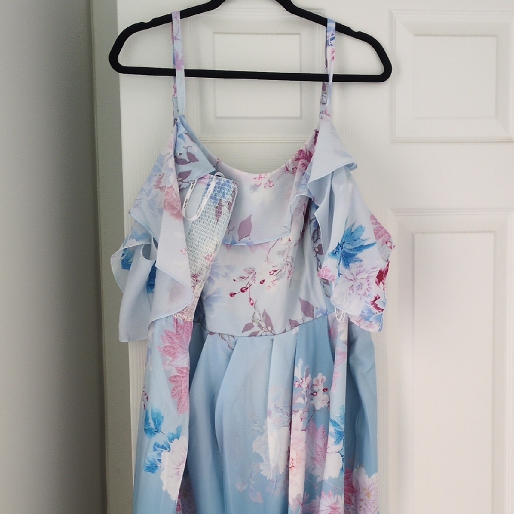 City Chic Floral Blue and Pink Dress